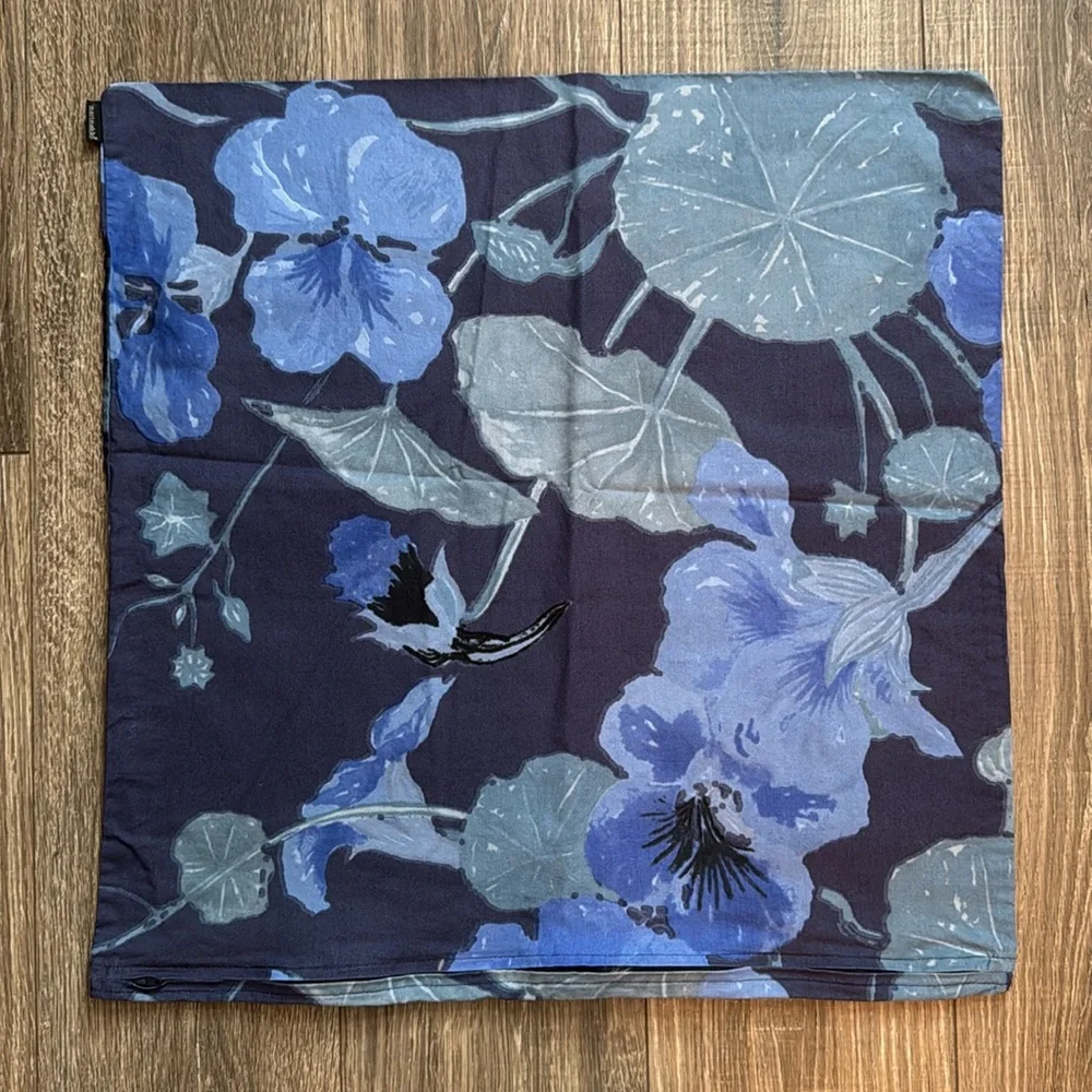Crate&Barrel Blue and Gray Floral Cushion Covers